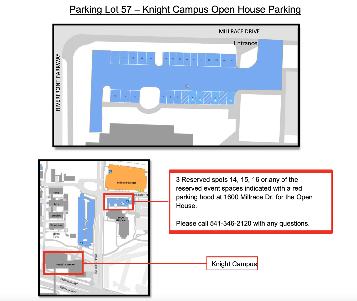 Two maps with instructions for parking