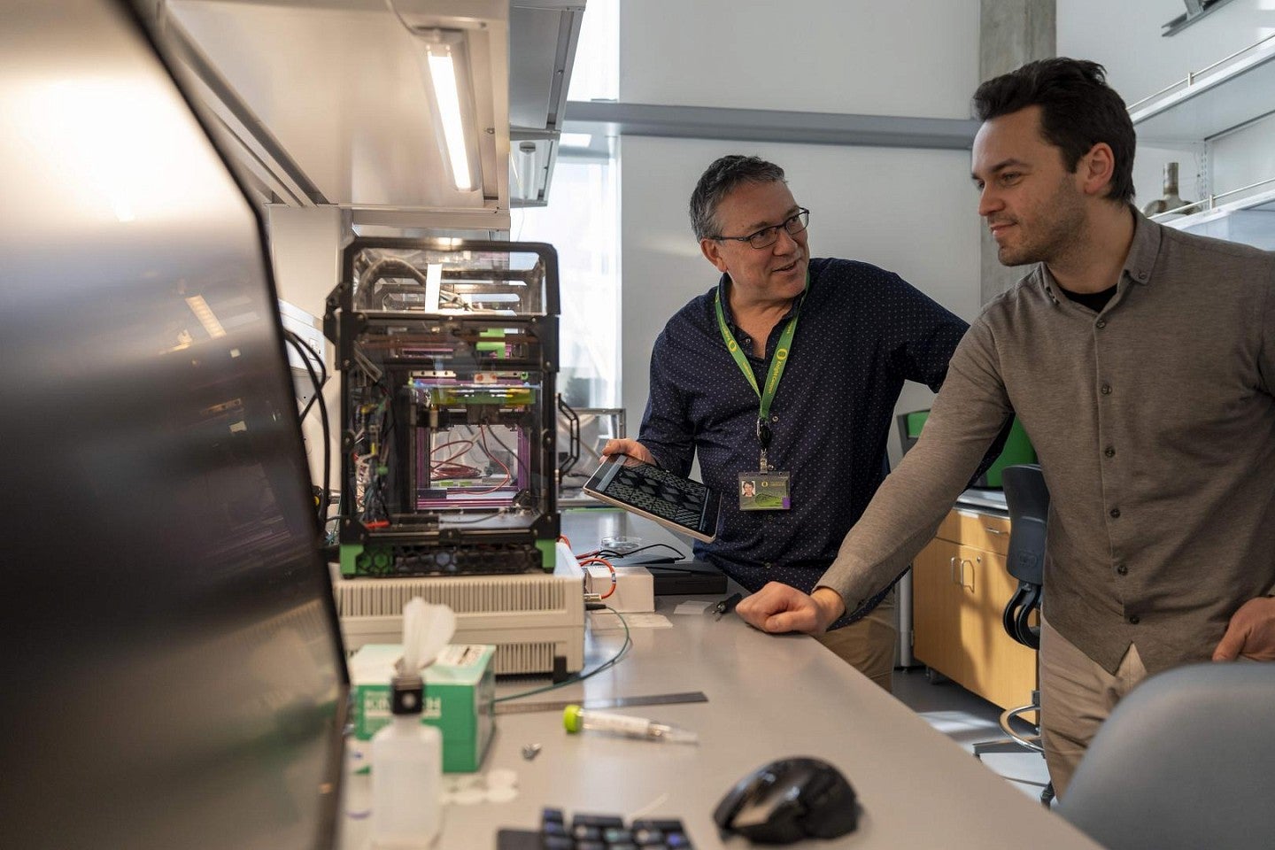 Environmental portrait in lab of Paul Dalton and ivgenii Liashenko