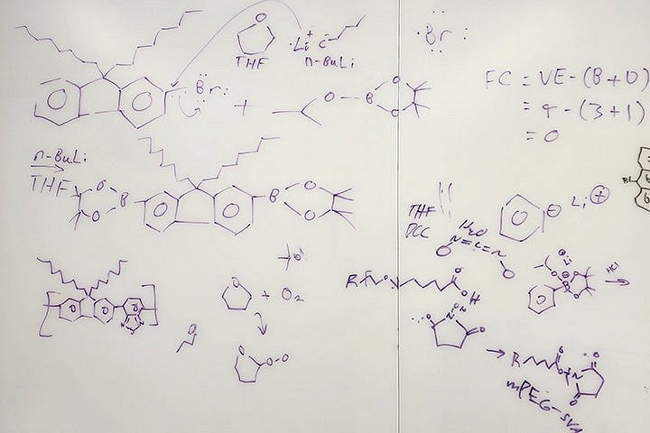 A scientific equation written on a white board