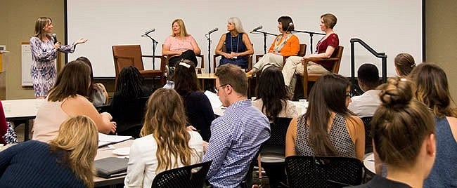 The Senior Leaders Panel answers questions from program director Stacey York.