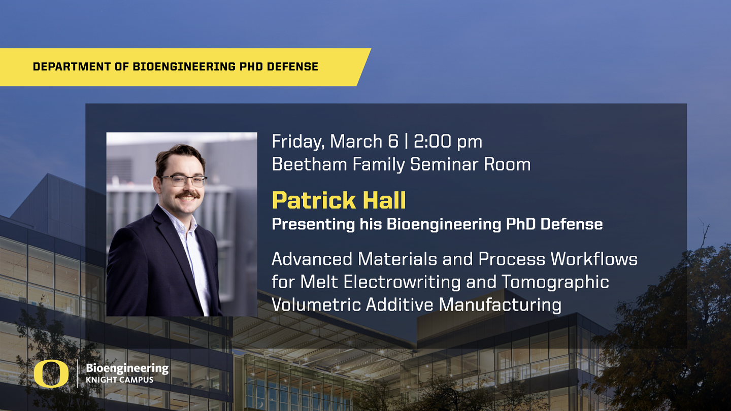 Promotional slide for March 6 Ph.D. defense by Patrick Hall