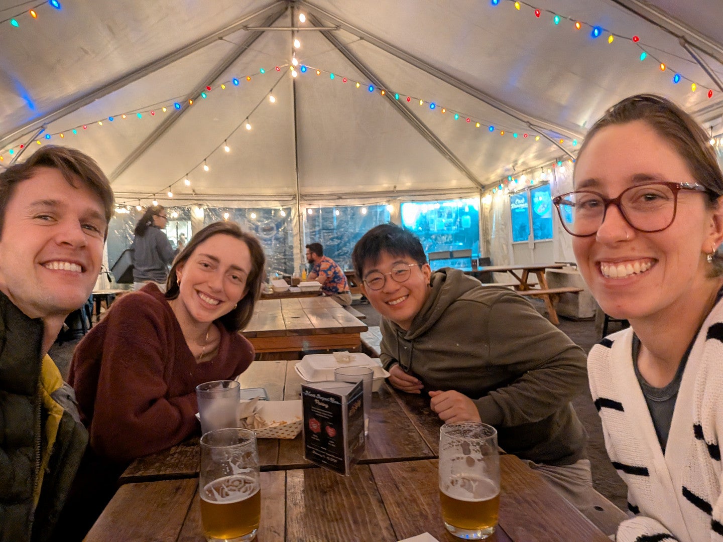 Members of the Peeler lab out socializing 