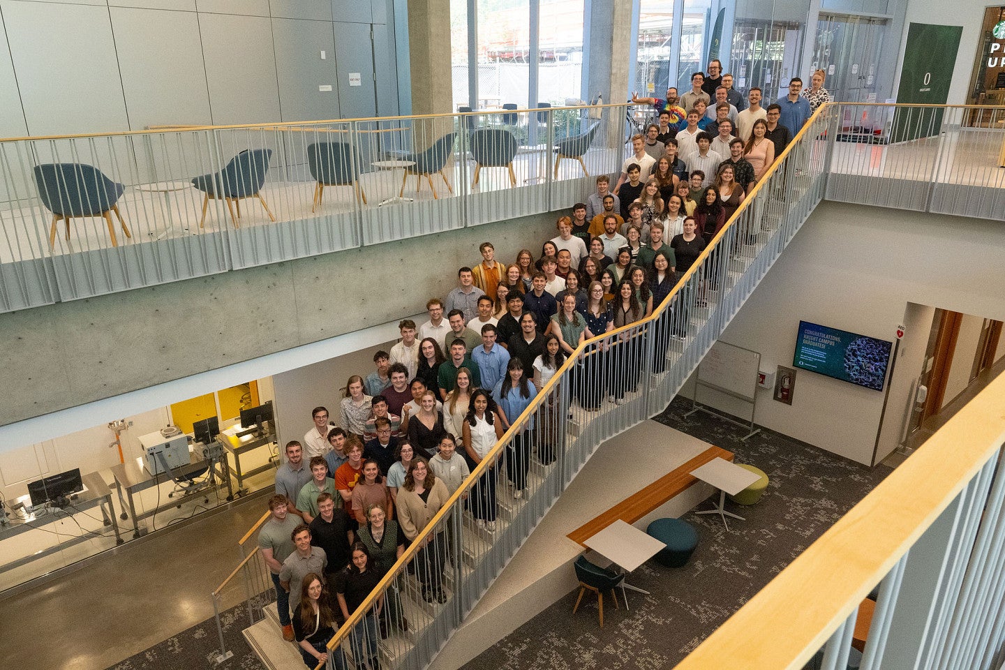 Professional Development week students on staircase