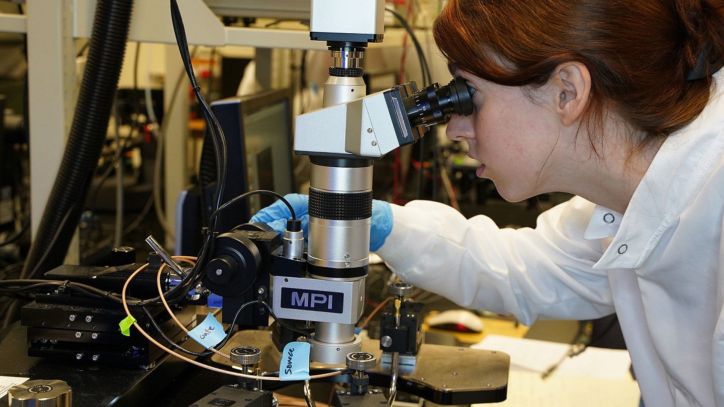 Semiconductor student in lab