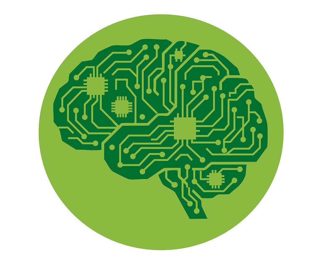Green brain with a computer chip
