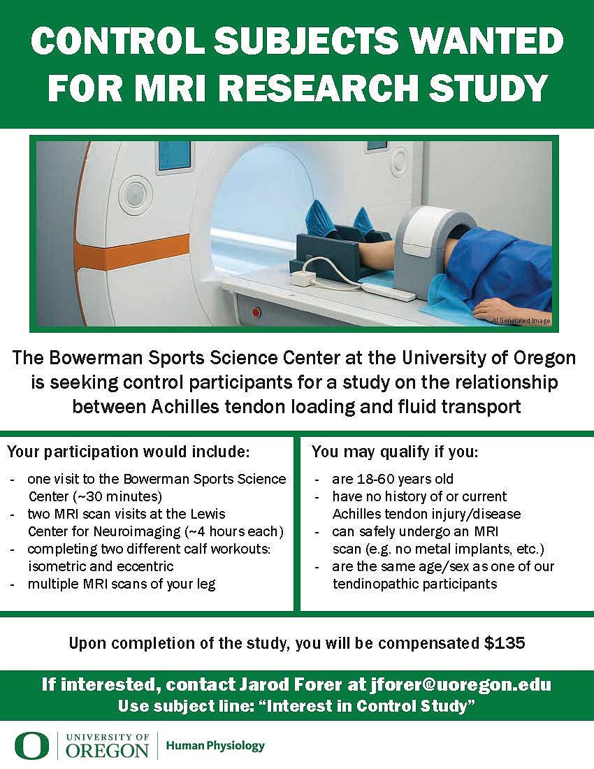 Tendinopathy study call for control group participants