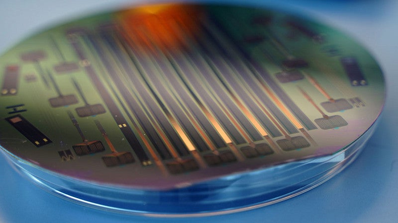 Close-up shot of silicon wafer
