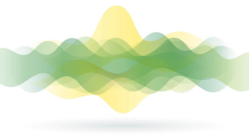 abstract sound waves in yellow and green