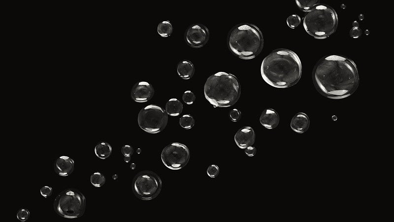 black and white image of bubbles
