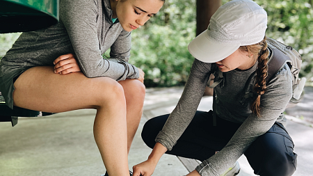 Athlete tests prototype footwear designed by Gabi Lorenzo