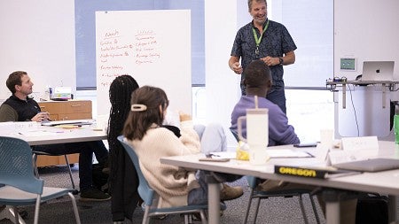 Impact week Mark Blaine with students