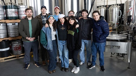 BRIN students in brewery
