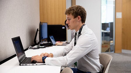 Student working at a computer