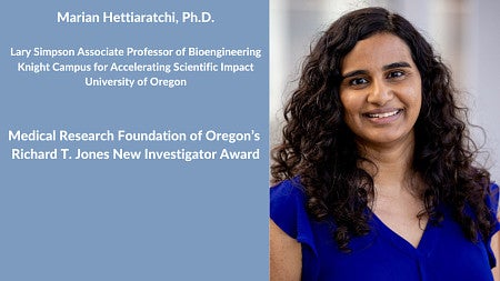 Portrait of Marian Hettiaratchi with announcement of new investigator award