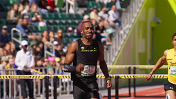 Oregon runner with mouth pursed