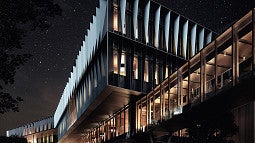 Night rendering of a modern building, image by Mir