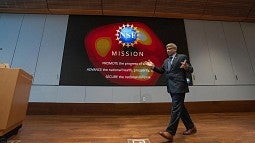 NSF director on stage