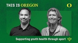 This is Oregon Podcast post, Headshots of Nick Willett and Bev Smith appear in black and white, with green background.