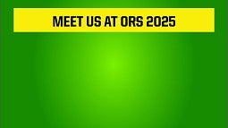 Green box with yellow text that says 'Meet us at ORS 2025'