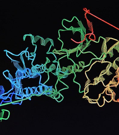 rainbow protein structure on a black background