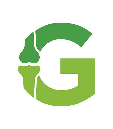 green letter G with a bone cut out