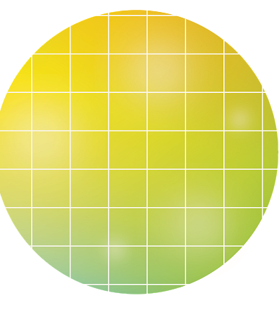 Green and yellow circle with a white grid