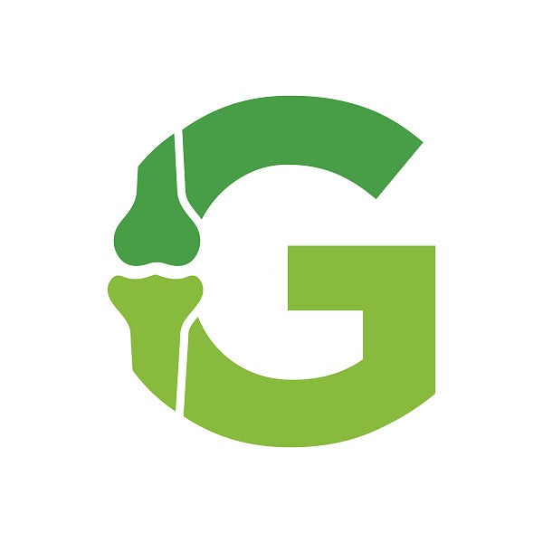 green letter G with a bone cut out
