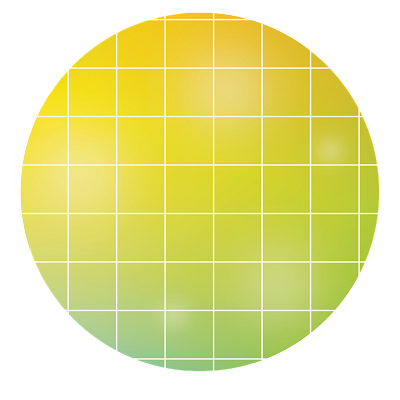 Green and yellow circle with a white grid