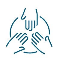 outline of hands together in a circle