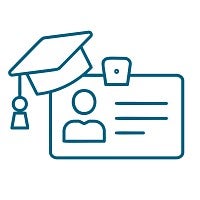 outline of a graduation hat on an ID Card